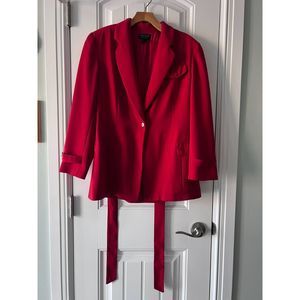 Anne Klein II Petites Vintage Red Shacket with Removable Belt Size 10